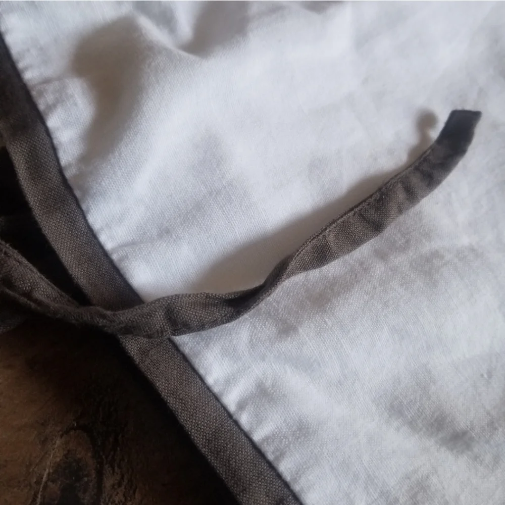1 West Elm linen pillow sham white gray side ties King